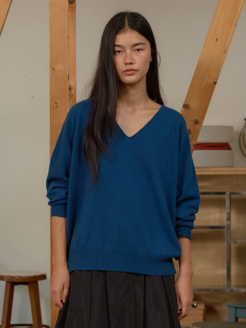 V-Neck Knit Pullover MU2678PO804M_BLUE