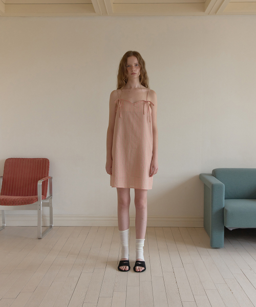 Louis check mini dress - Orange