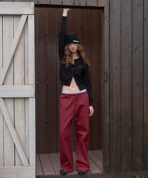 Cove cotton wide pants - Burgundy