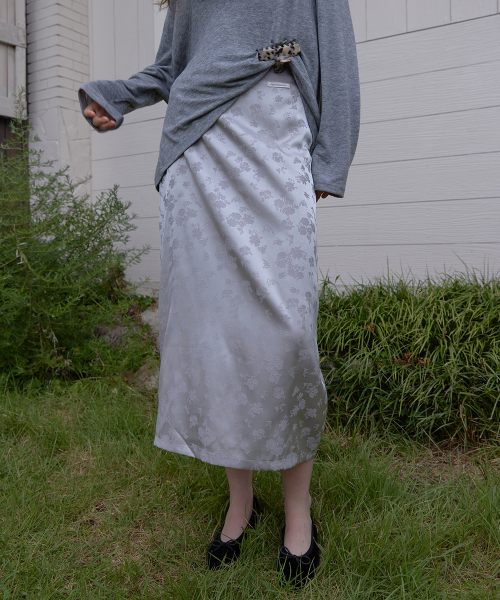 Heim floral long skirt - Gray