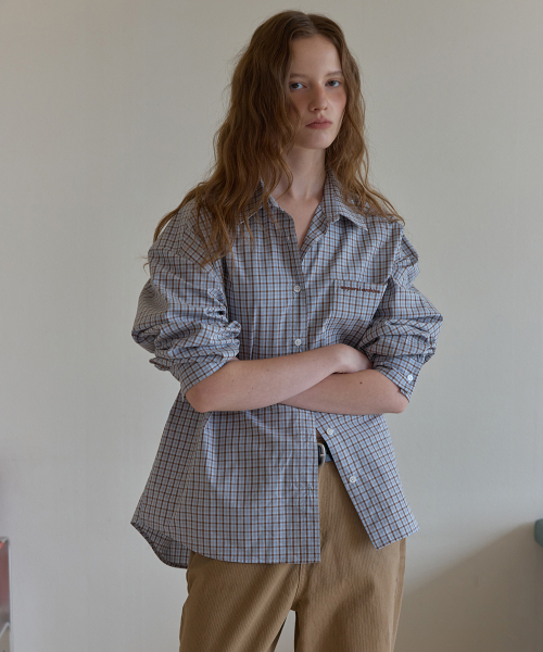 Lown check shirt - Skyblue