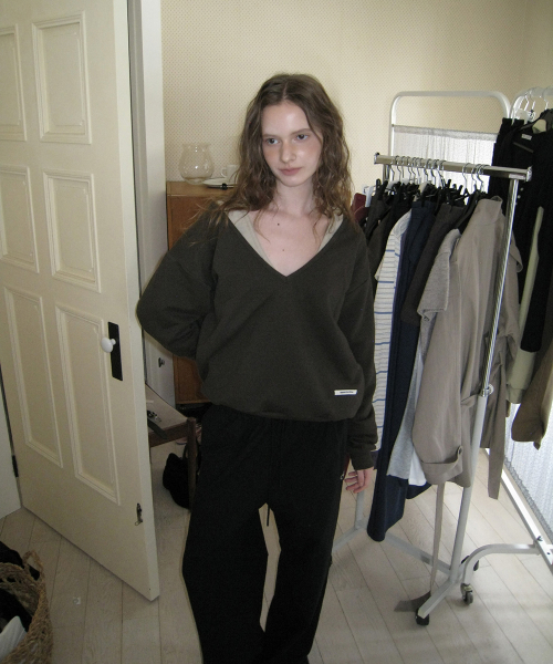 Hines deep v-neck sweatshirt - Brown