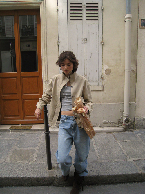 Soft cotton pocket blouson - Beige