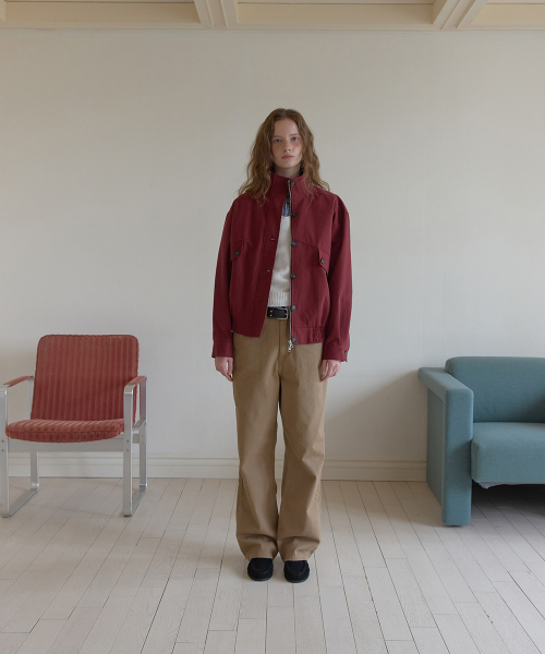 Soft cotton pocket blouson - Burgundy