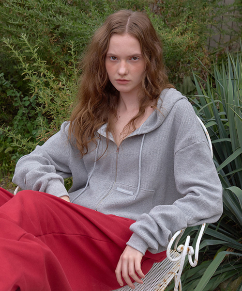 Slice waffle hoodie zip-up - Gray