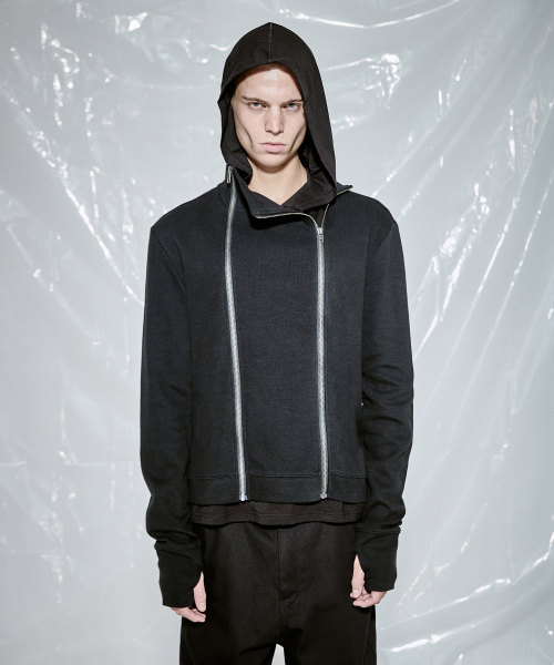 Oblique Twin Zip Up_Black