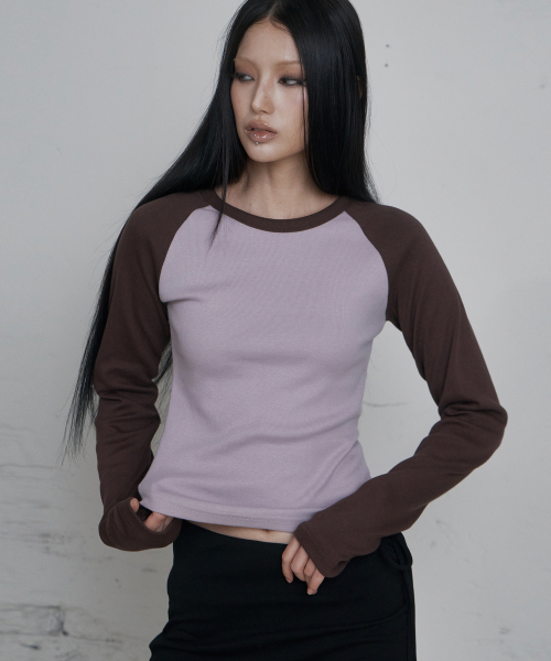 C RAGLAN LONG SLEEVE T-SHIRT_SMOKE PINK