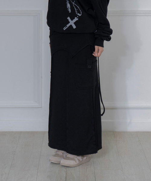 OVERLAY MAXI SKIRT (BLACK) F26ZD472