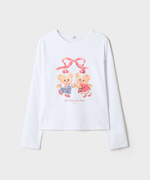 BUTTER BEAR Cotton Stretch Round-Neck Long-Sleeve Tee (White)_SPLAG49U06