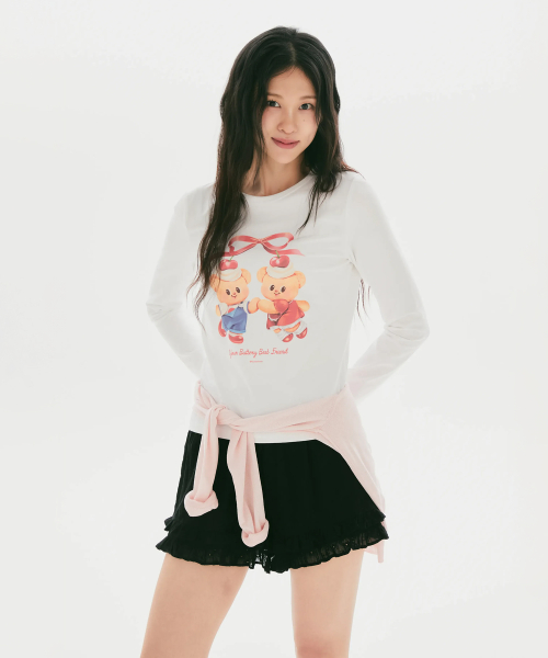 BUTTER BEAR Cotton Stretch Round-Neck Long-Sleeve Tee (White)_SPLAG49U06
