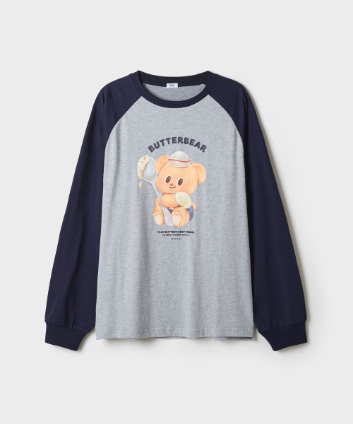BUTTERBEAR Raglan Long-Sleeve Tee (Navy)_SPLAG49U07