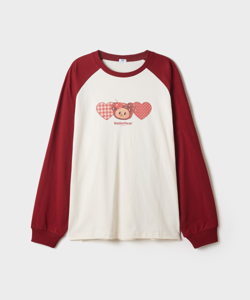[BUTTERBEAR] Raglan Long Sleeve Tee (Burgundy)_SPLAG49U07