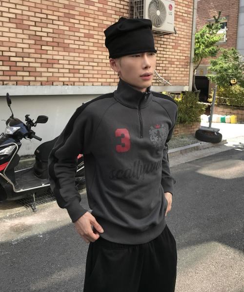 트랙 하프집업 스웨트 셔츠[차콜]