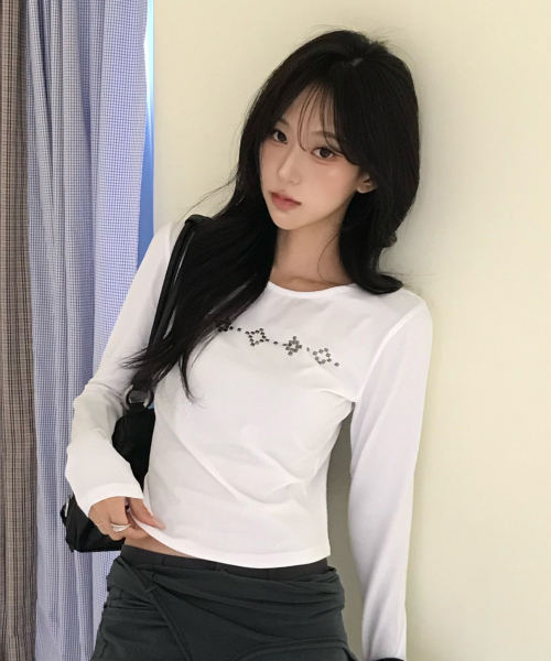 C SQUARE STUD SLIM FIT T-SHIRT_WHITE