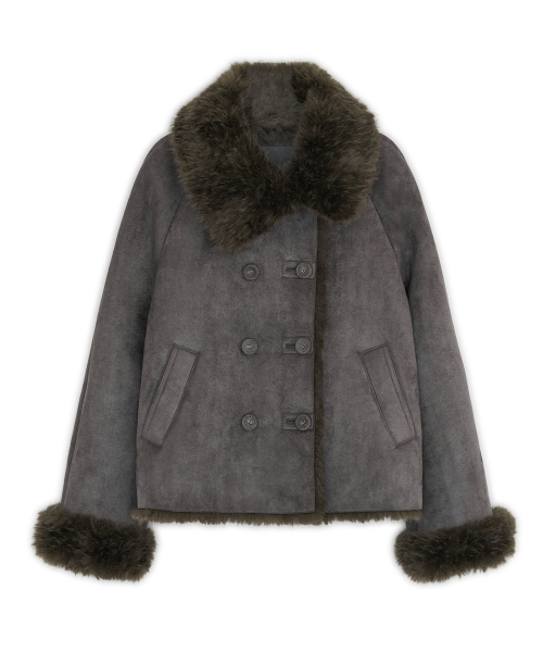 Double button shearing fur mustang (Charcoal)