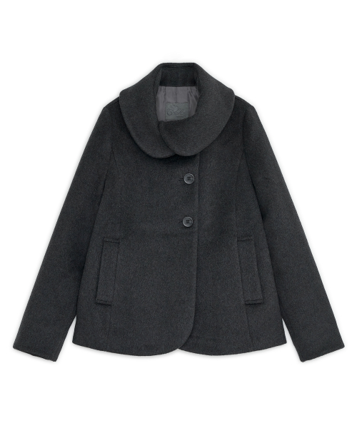 Oblique collar half coat (Charcoal)