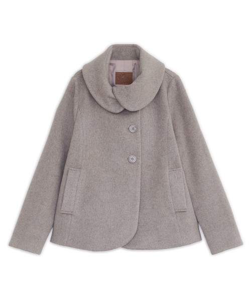 Oblique collar half coat (Pink beige)