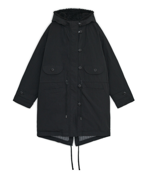 Padded fishtail duffle parka (Black)