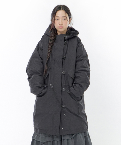 Padded fishtail duffle parka (Black)