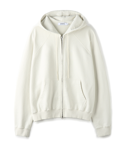 Cropped Zip Up Hoodie Off White