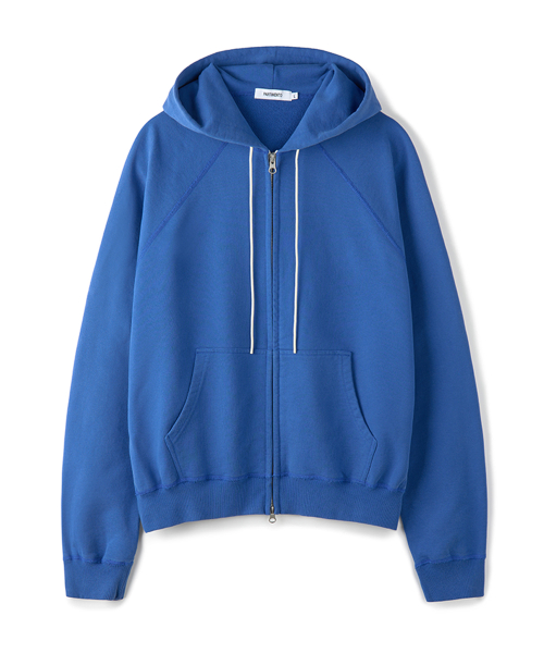 Cropped Zip Up Hoodie Blue