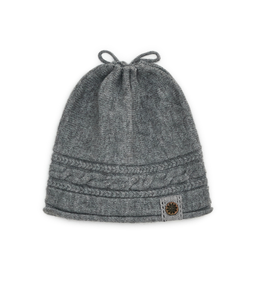 Button cable knit string beanie (Melange)