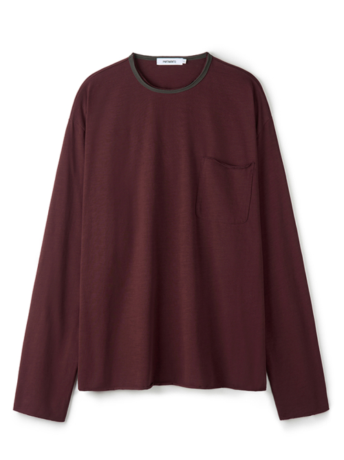 Slub Double Neck Long Sleeve Burgundy