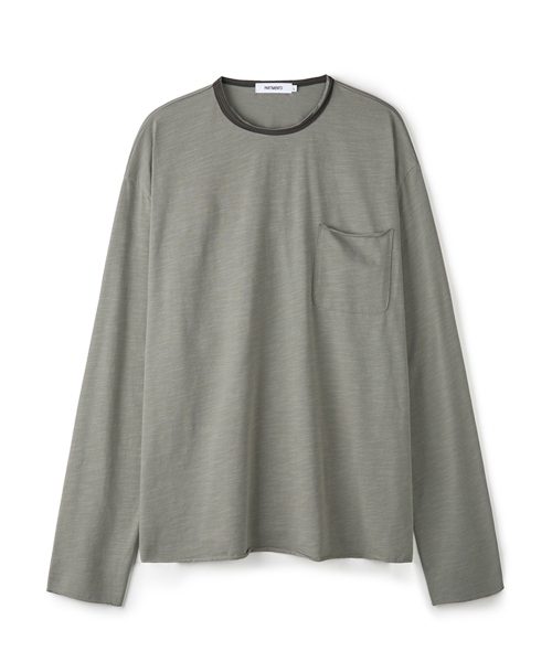 Slub Double Neck Long Sleeve Gray