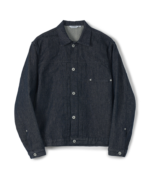 [Regular Crop] Raw Type One Denim Trucker Navy