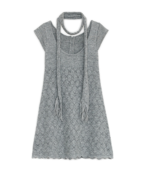 Pointelle reversible knit dress (Gray)