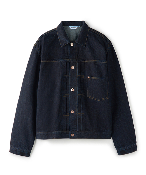 [Regular Crop] Washed Type One Denim Trucker Indigo