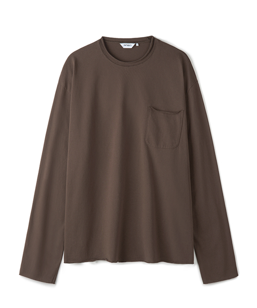 Raw Edge Pocket Long Sleeve Brown