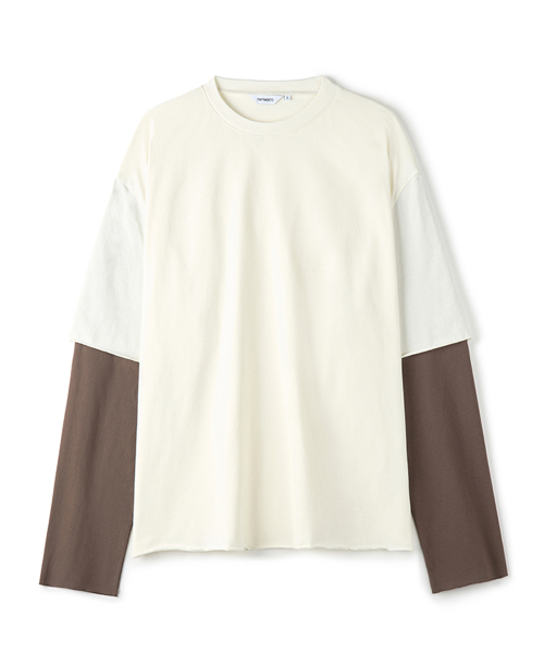 Raw Edge Layered Long Sleeve Ivory