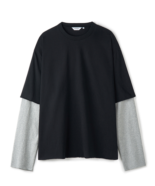 Raw Edge Layered Long Sleeve Black