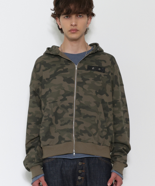 Leather Point Hooded Zip-Up CAMO