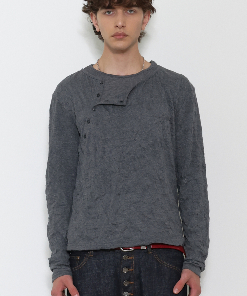 Oblique Layered Long Sleeve CHARCOAL