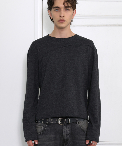 Rough Cut Line Long Sleeve CHARCOAL