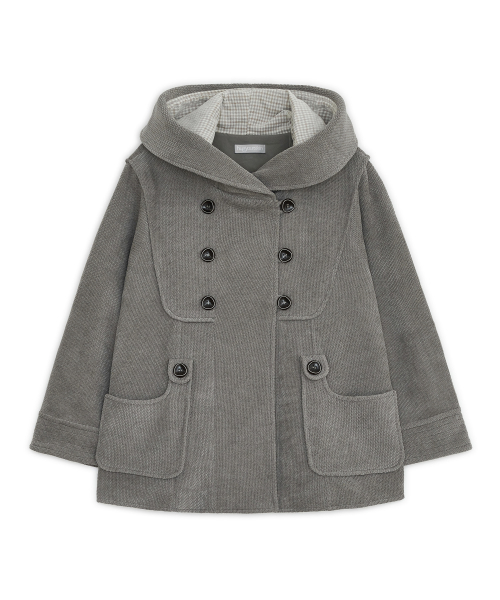 Hooded double button capri jacket (Gray)