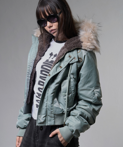 EYELET FUR MA-1 (ASH KHAKI) F26ZA003