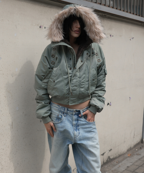 EYELET FUR MA-1 (ASH KHAKI) F26ZA003