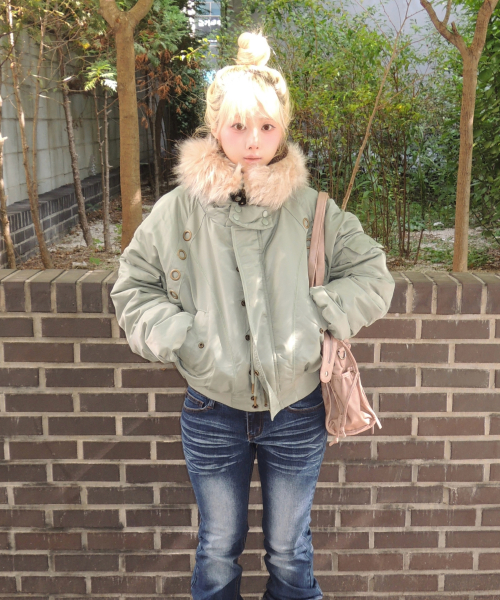 EYELET FUR MA-1 (ASH KHAKI) F26ZA003