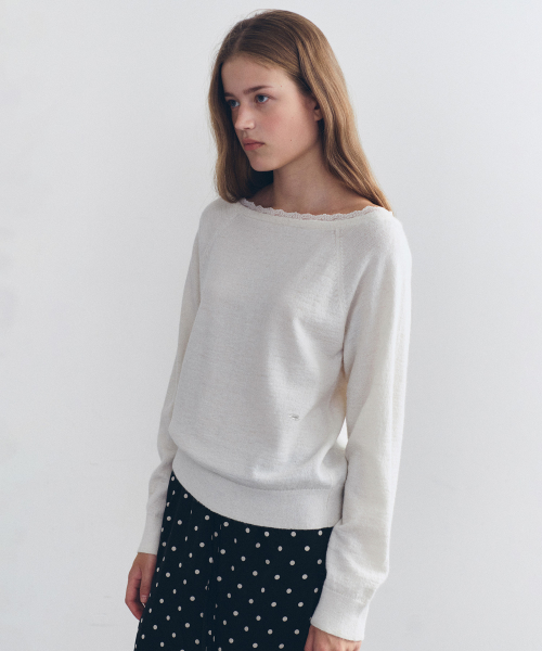 BOATNECK LACE KNIT IVORY