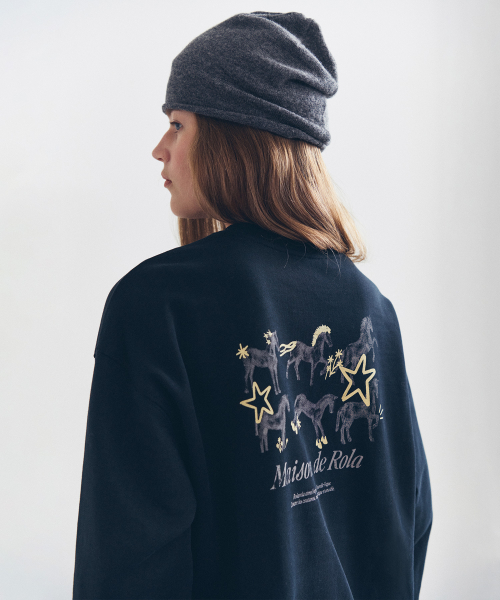 BACK HORSE GRAPHIC SWEATSHIRT D/NAVY