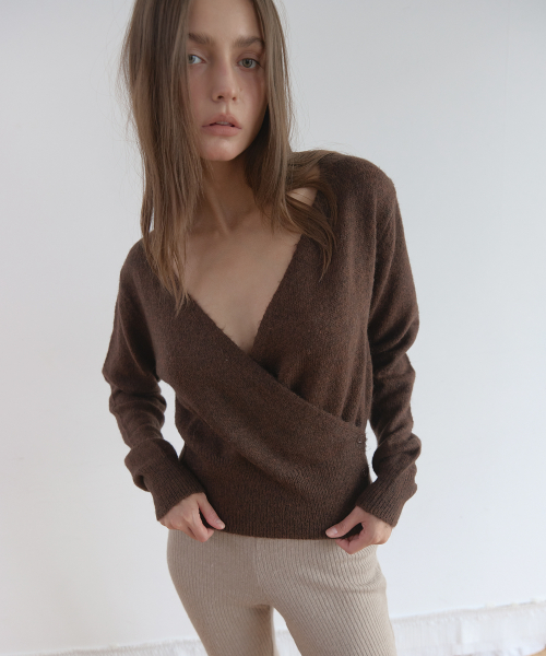 WOOL WRAP KNIT (BROWN)