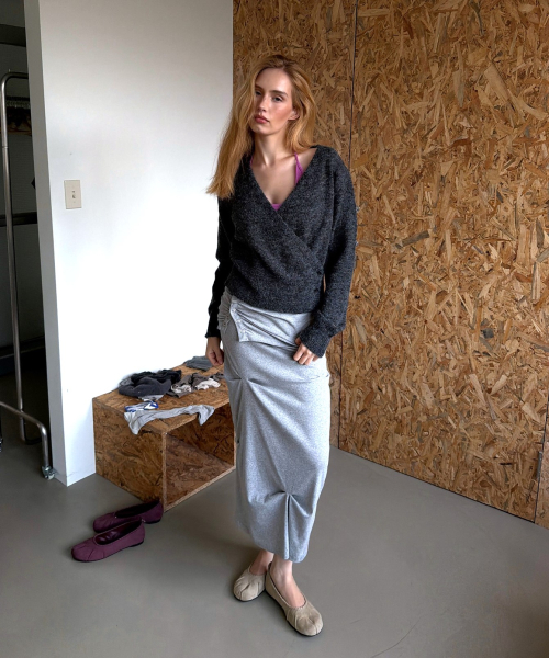 WOOL WRAP KNIT (CHARCOAL)