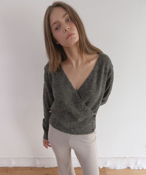 WOOL WRAP KNIT (CHARCOAL)