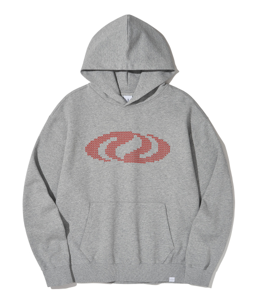 Circuit Knit Effect Hoodie_Melange Gray