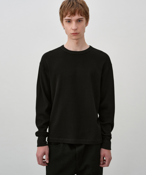 Honeycomb Crew Neck Long Sleeve BLACK