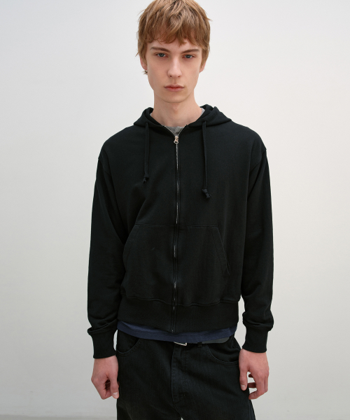 Lightweight Hooded Zip-Up BLACK
