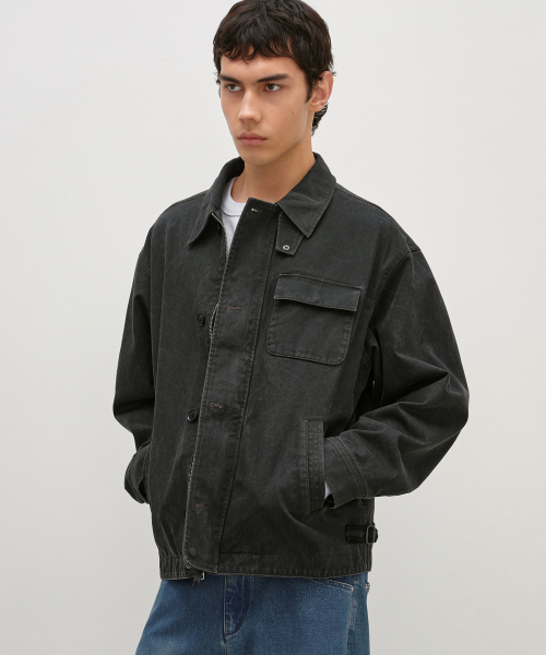 Vintage Washed Deck Jacket v2 DARK GREY